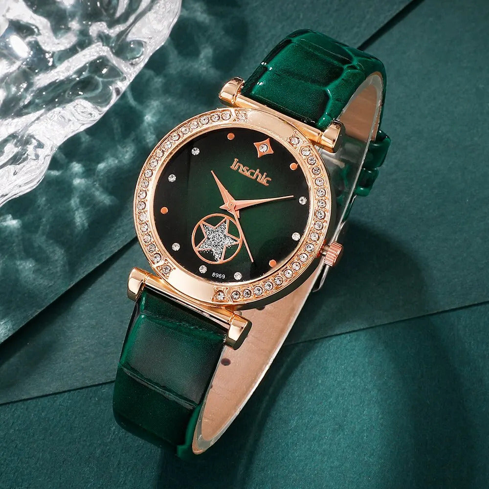 Комплект от 6 части "Rhinestone Green"