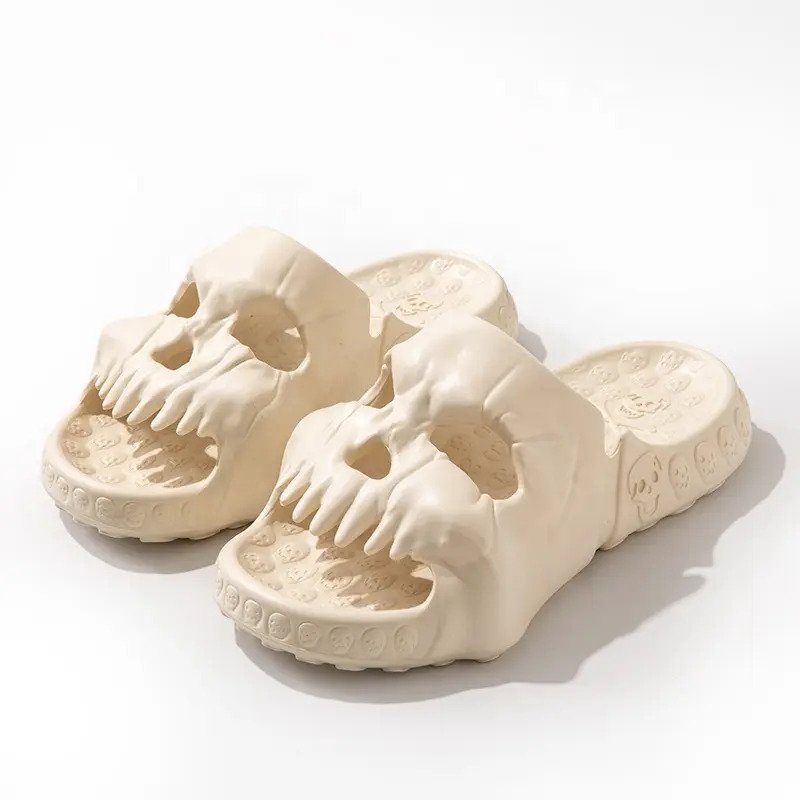 Джапанки с форма на череп "Skull Beige"