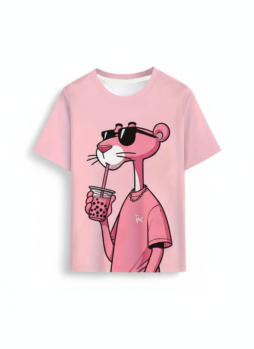 Тениска „Pink Panther Bubble Tea“