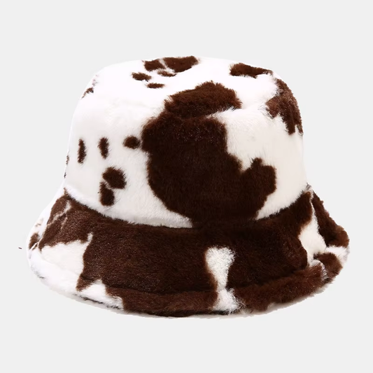 Зимна шапка тип идиотка с мотив "Cow Print"