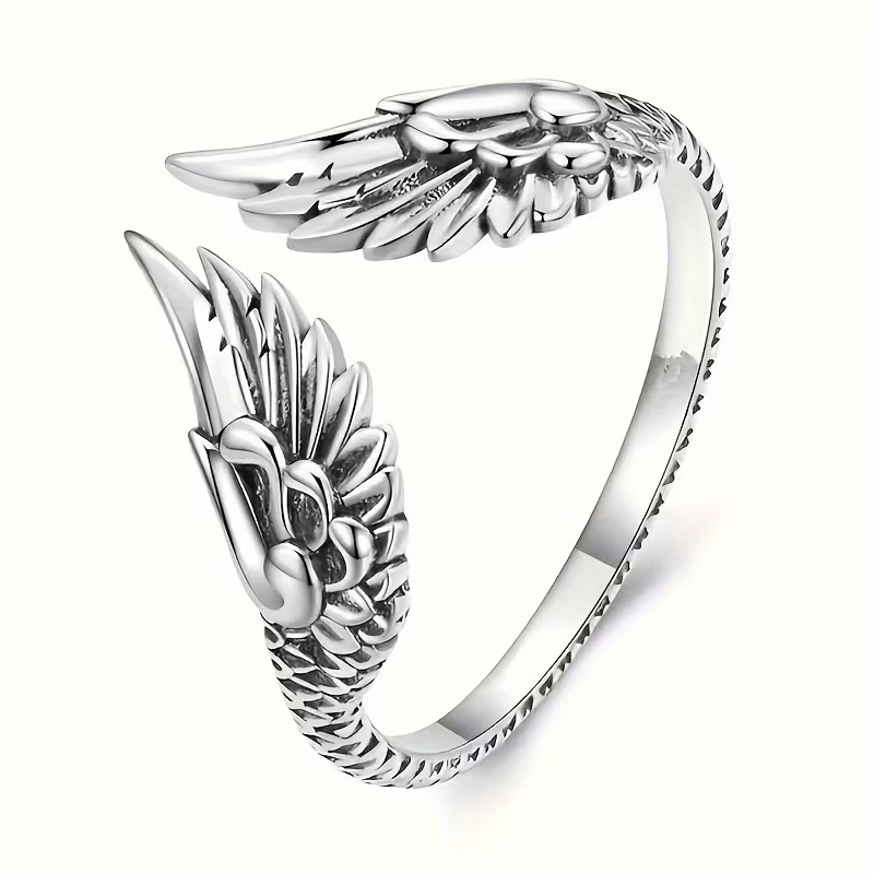 Регулируем пръстен „Angel Wings“ с релефни крила