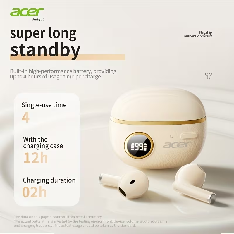 Безжични Bluetooth слушалки Acer с LED дисплей и компактна зарядна кутия1