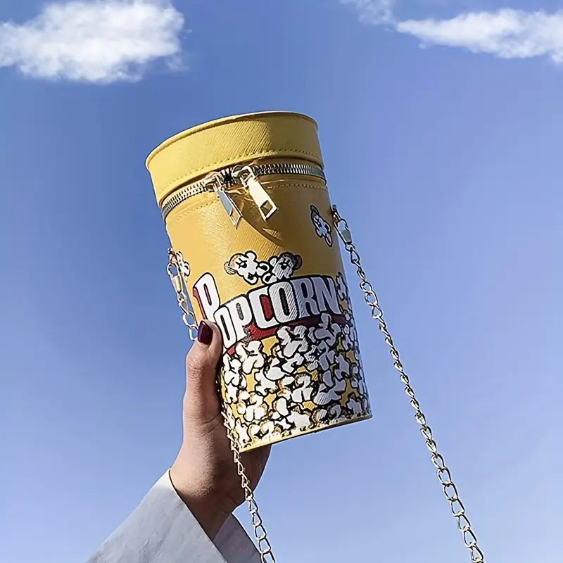 Креативна кръгла чанта с верижка "Popcorn Vibes"