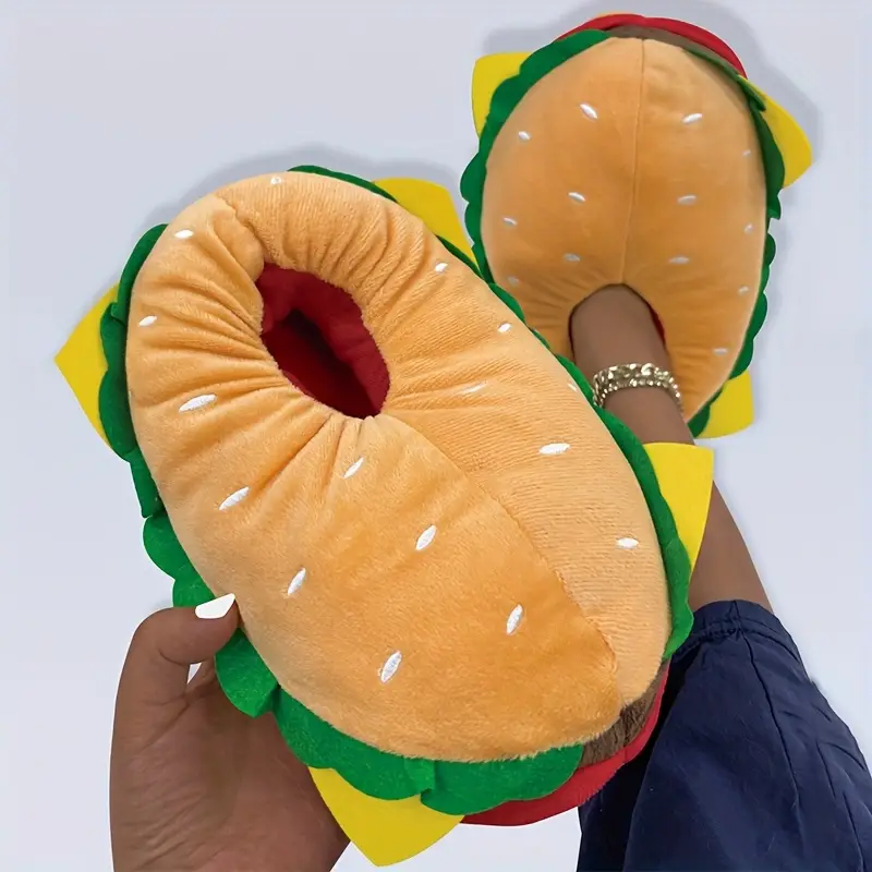 Забавни плюшени пантофи с дизайн на бургер "Burger Cozy"