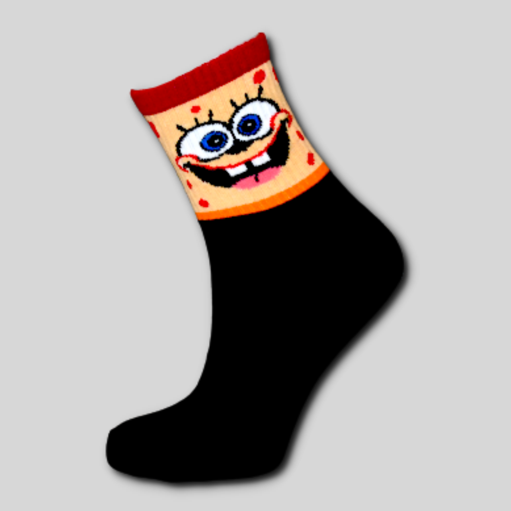 Спонджбоб Модерни Чорапи с картинка на анимационен герой Жълт